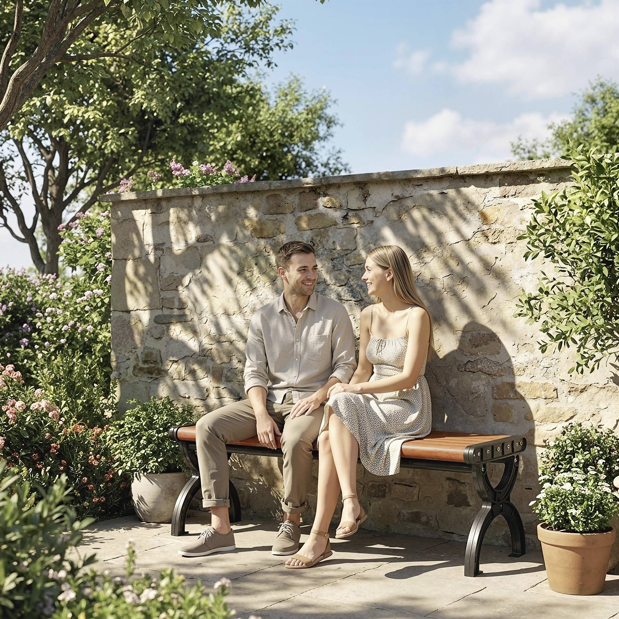 ComfortXL - Banc de jardin 2 places métal et fibre verre espaces publics sans dossier 124cm - ComfortXL Outdoor Living - Image 10