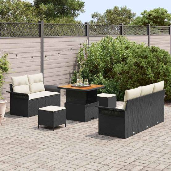 Ensemble Cosy pour Terrasse avec Canapés et Table Carrée en Bois d'Acacia Noir et Crème – ComfortXL Outdoor Living - Image 3