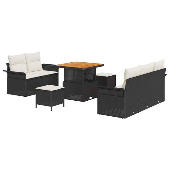 Ensemble Cosy pour Terrasse avec Canapés et Table Carrée en Bois d'Acacia Noir et Crème – ComfortXL Outdoor Living - Image 2