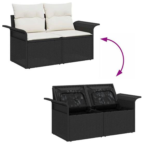 Ensemble Cosy pour Terrasse avec Canapés et Table Carrée en Bois d'Acacia Noir et Crème – ComfortXL Outdoor Living - Image 6