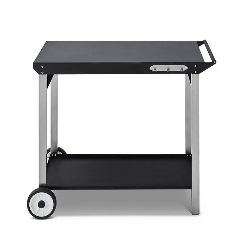 Brasero - Chariot Plancha BRASERO - Aliza - Support Plancha - 2 niveaux de rangements - 96 x 56 cm - Noir et Gris - Image 2