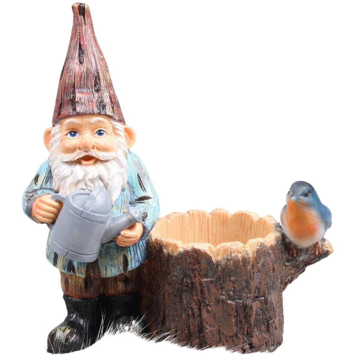 Sid - Mini nain de jardin en résine Arrosoir souche - Image 1