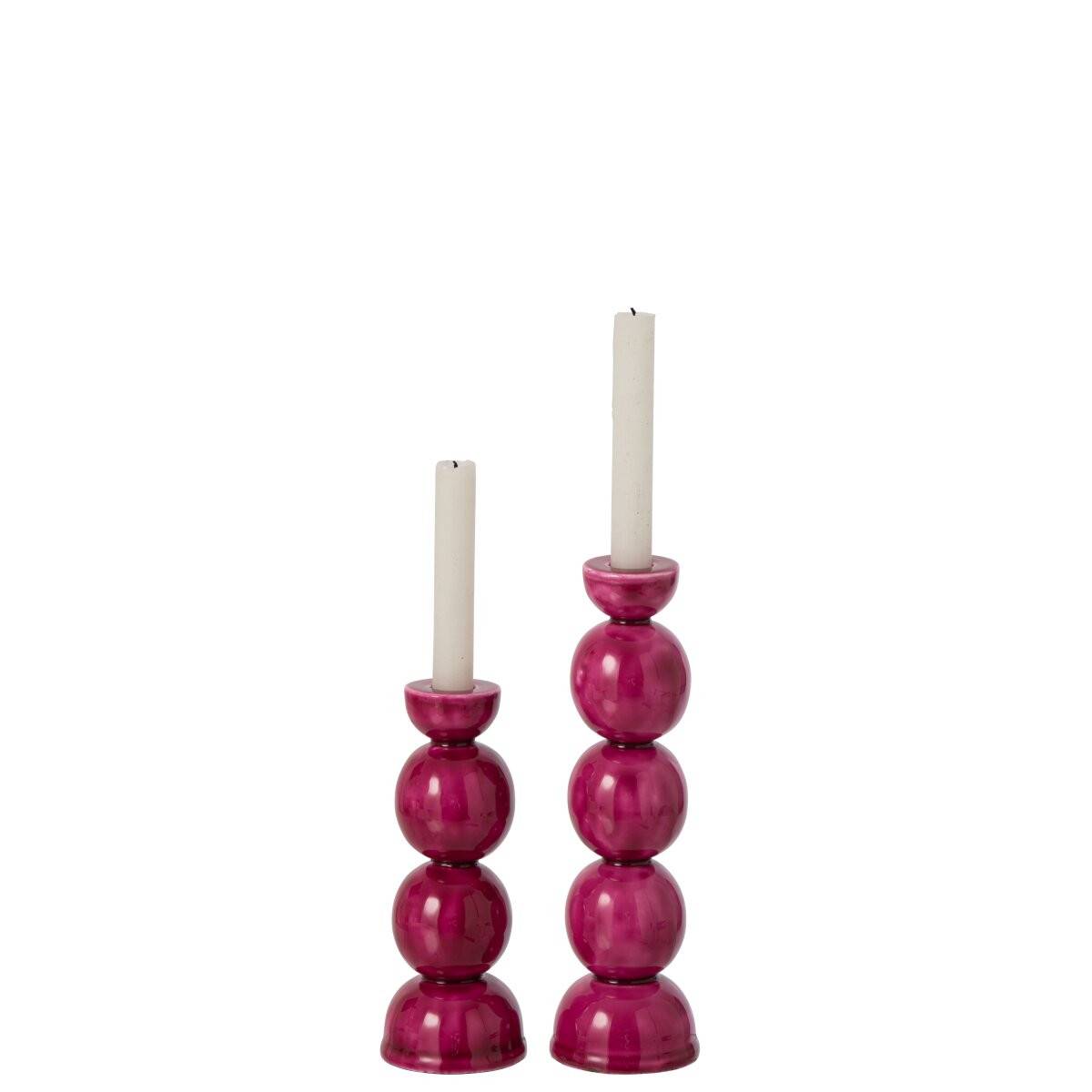 J-Line - Lot de 2 Chandeliers en Métal "Yara" 20cm Fuchsia - Image 2