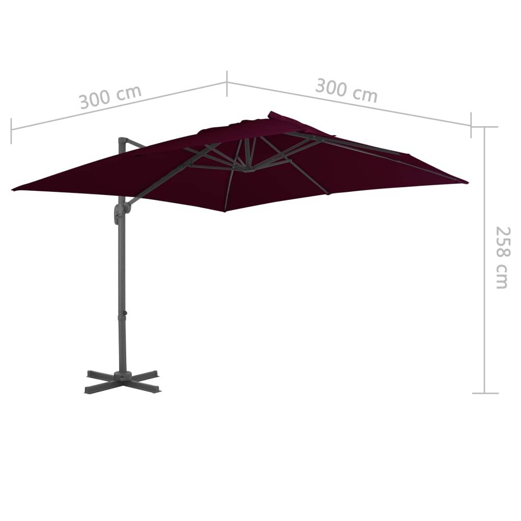 Helloshop26 - Parasol déporté avec mât en aluminium 300 x 300 cm rouge bordeaux - Image 7