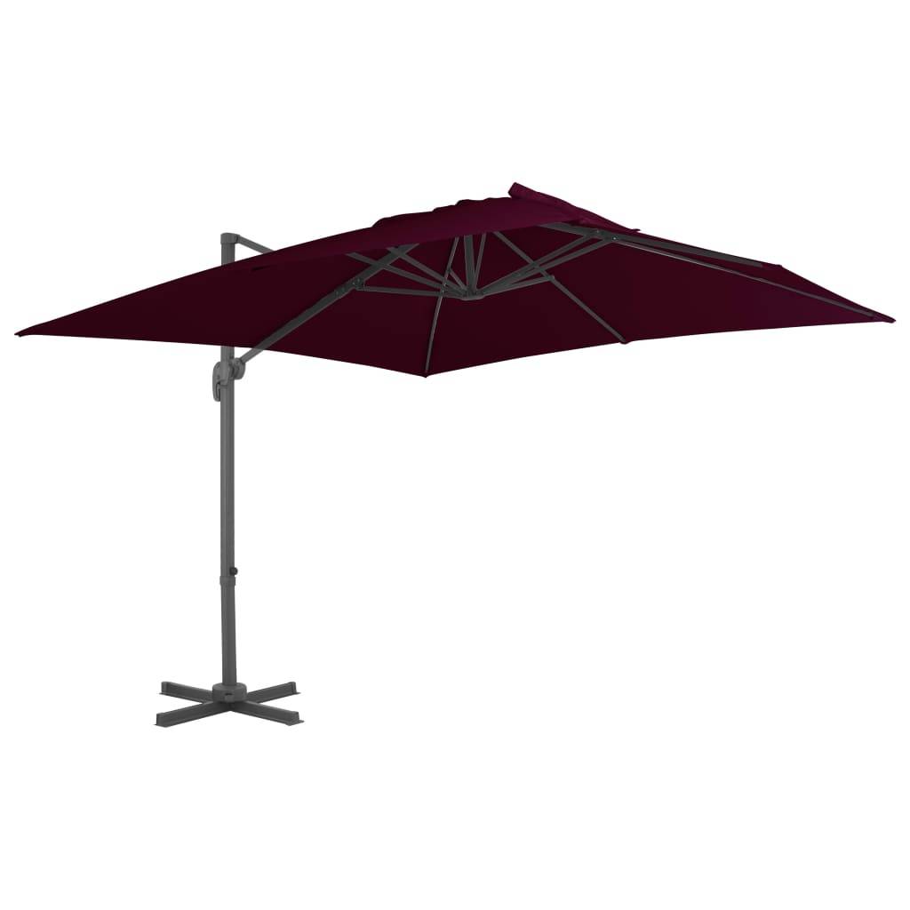 Helloshop26 - Parasol déporté avec mât en aluminium 300 x 300 cm rouge bordeaux - Image 1