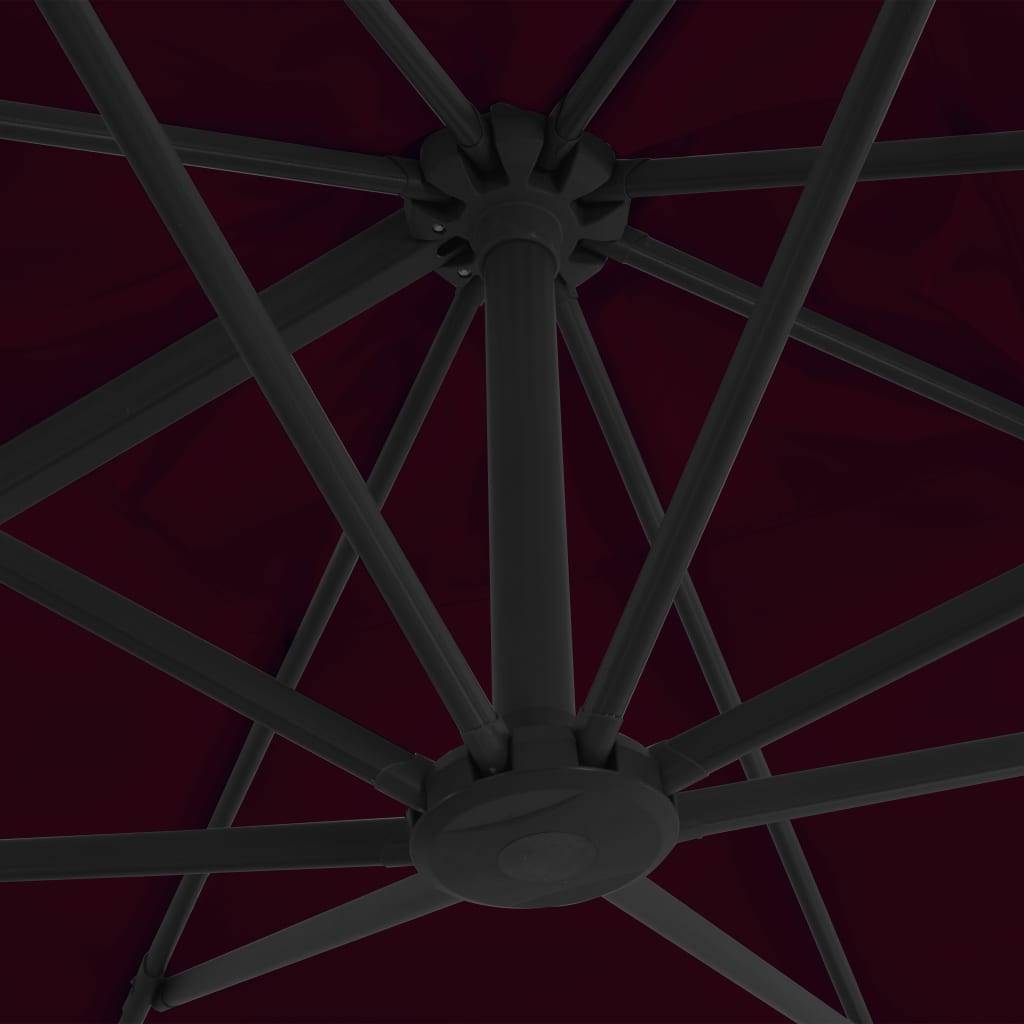 Helloshop26 - Parasol déporté avec mât en aluminium 300 x 300 cm rouge bordeaux - Image 6