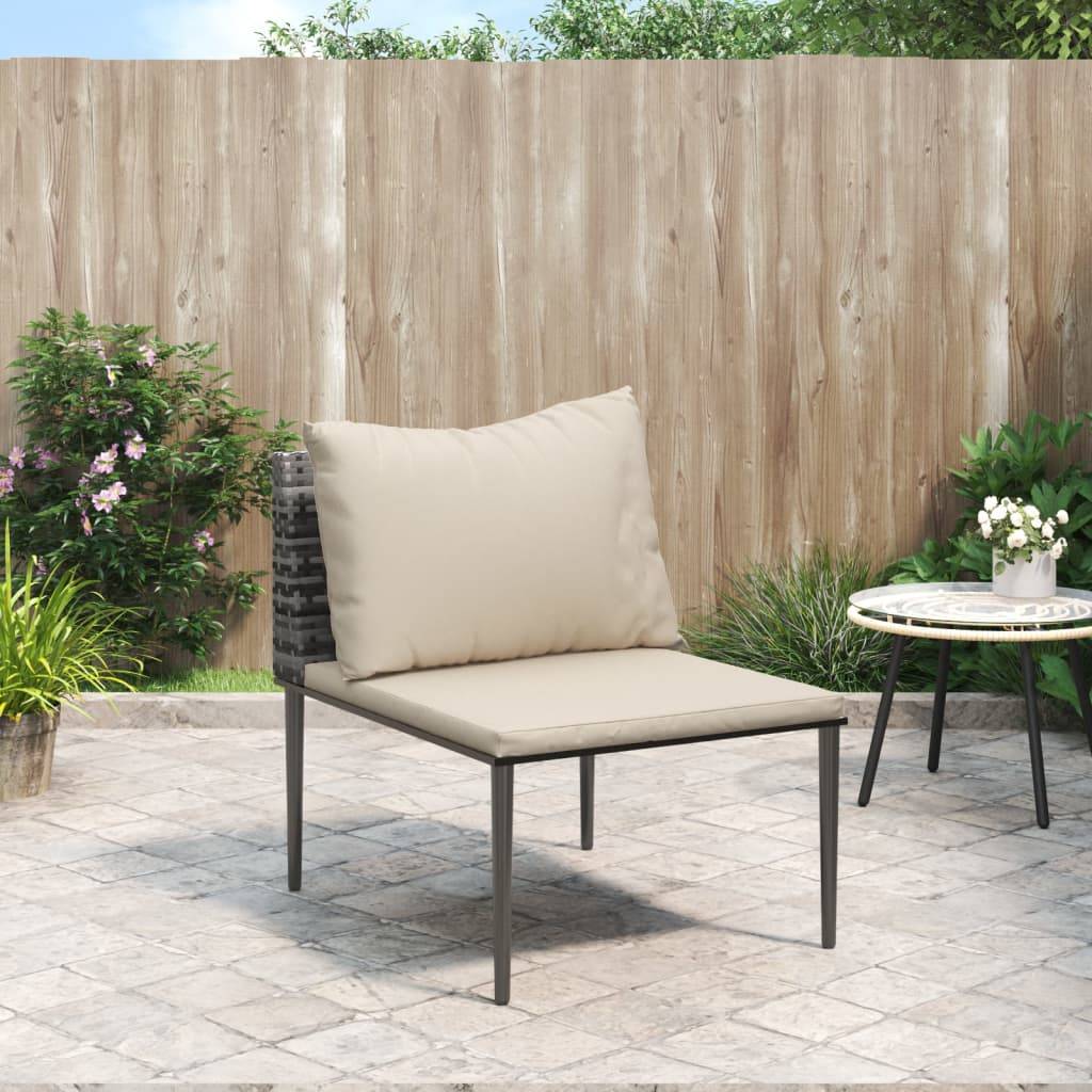 Vidaxl - Canapé central de jardin avec coussins gris résine tressée vidaXL 364124 - Image 1