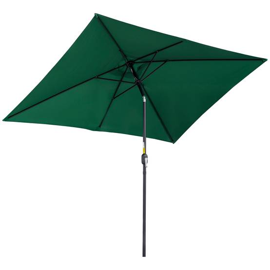 Parasol inclinable rectangulaire aluminium polyester haute densité 3 x 2 m Vert fr341 - Image 1
