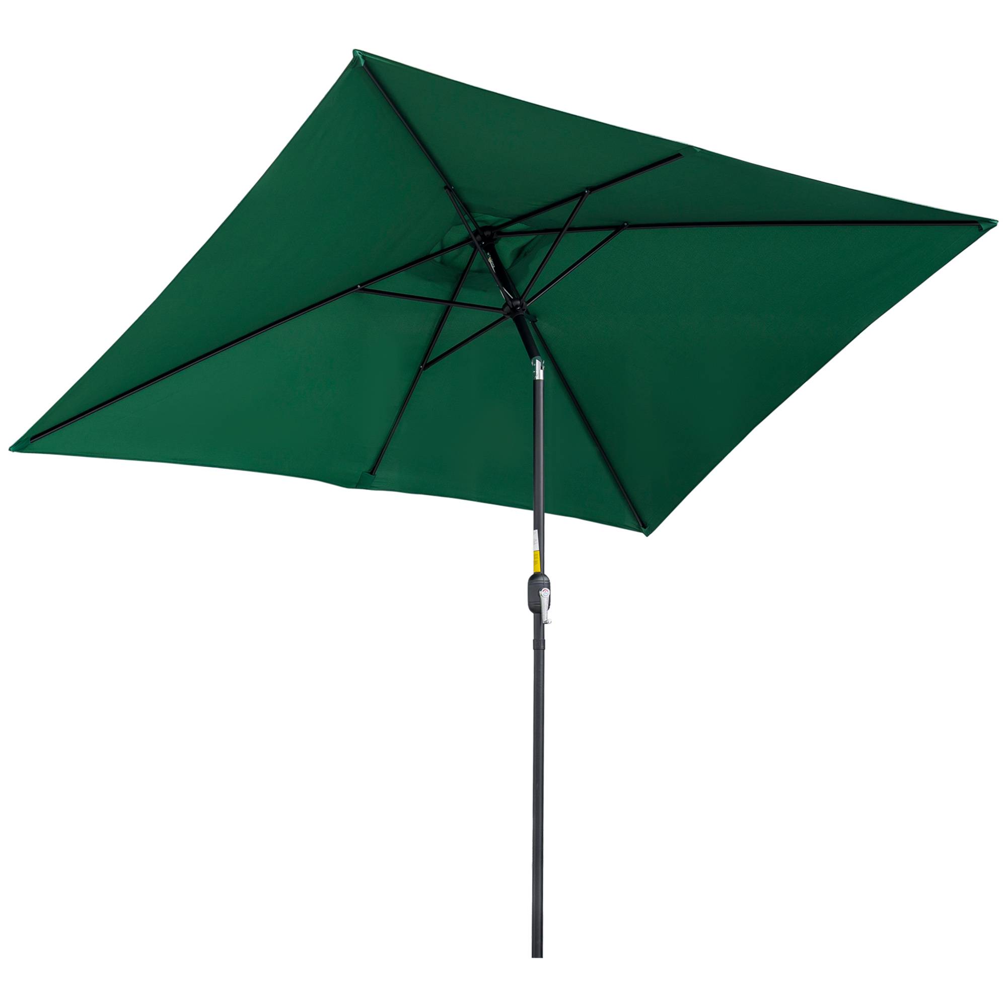 Parasol inclinable rectangulaire aluminium polyester haute densité 3 x 2 m Vert fr341 - Image 1
