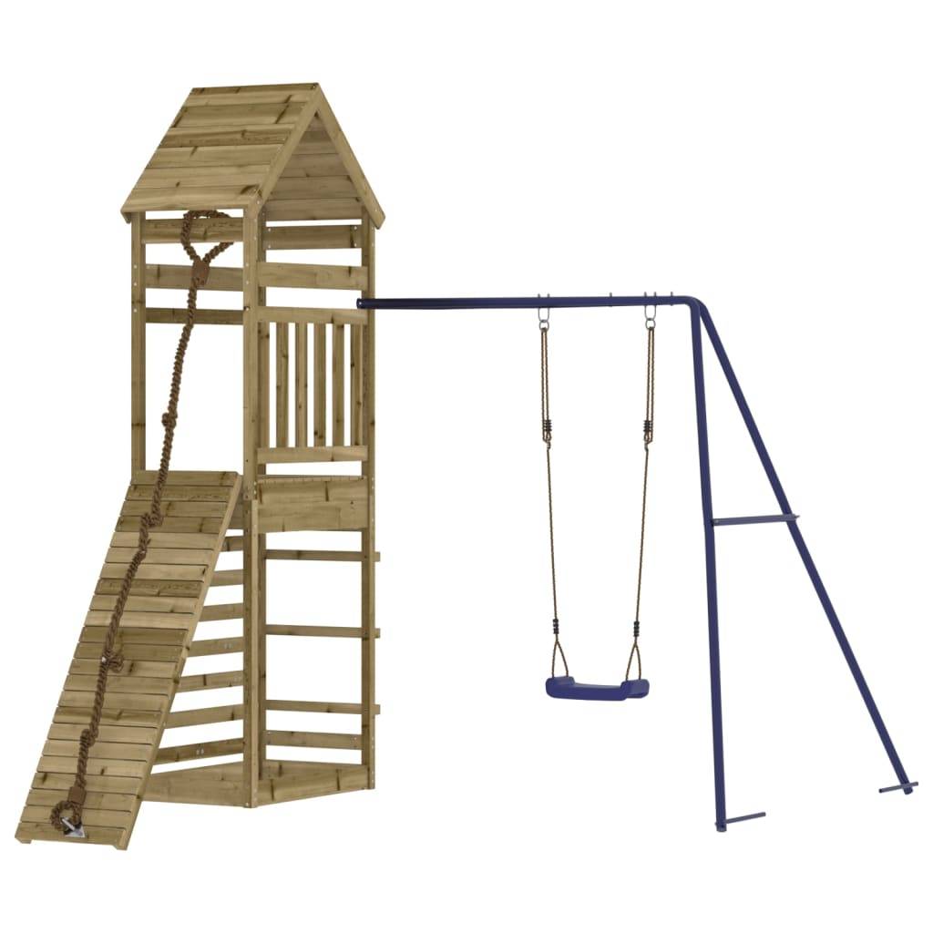 Helloshop26 - Aire de jeux d'extérieur balançoires toboggan portiques robuste jeux jardin 245 x 257 x 264 cm bois de pin imprégné - Image 1