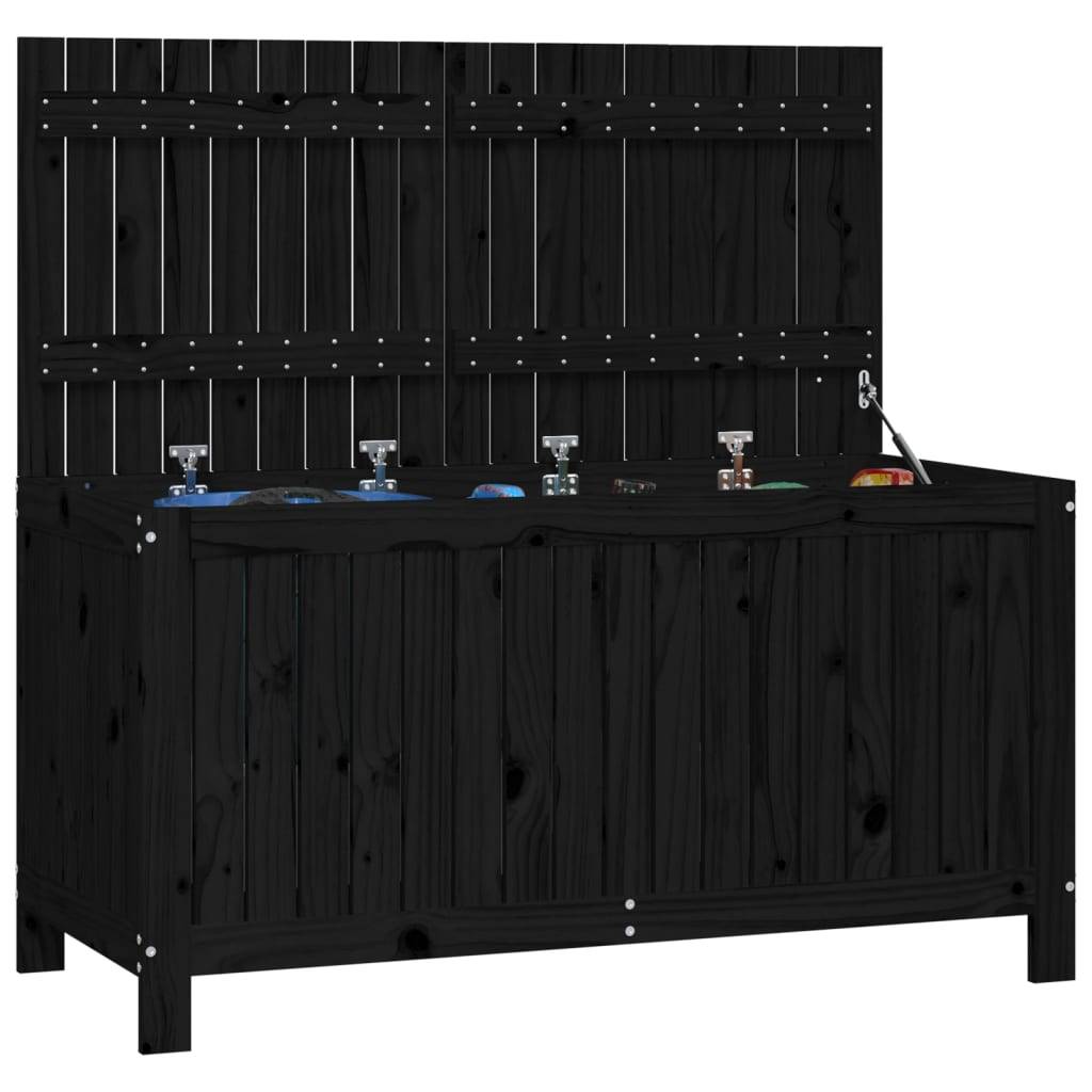 Coffre de jardin bois de pin noir 121 x 55 x 64 cm - PANGIVO - Image 4