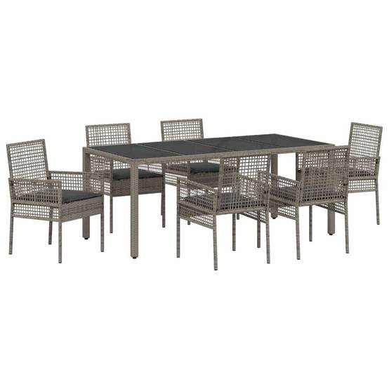ComfortXL - Table et chaises de jardin 6 places en résine tressée grise avec plateau verre pour terrasse – ComfortXL Outdoor Living - Image 2