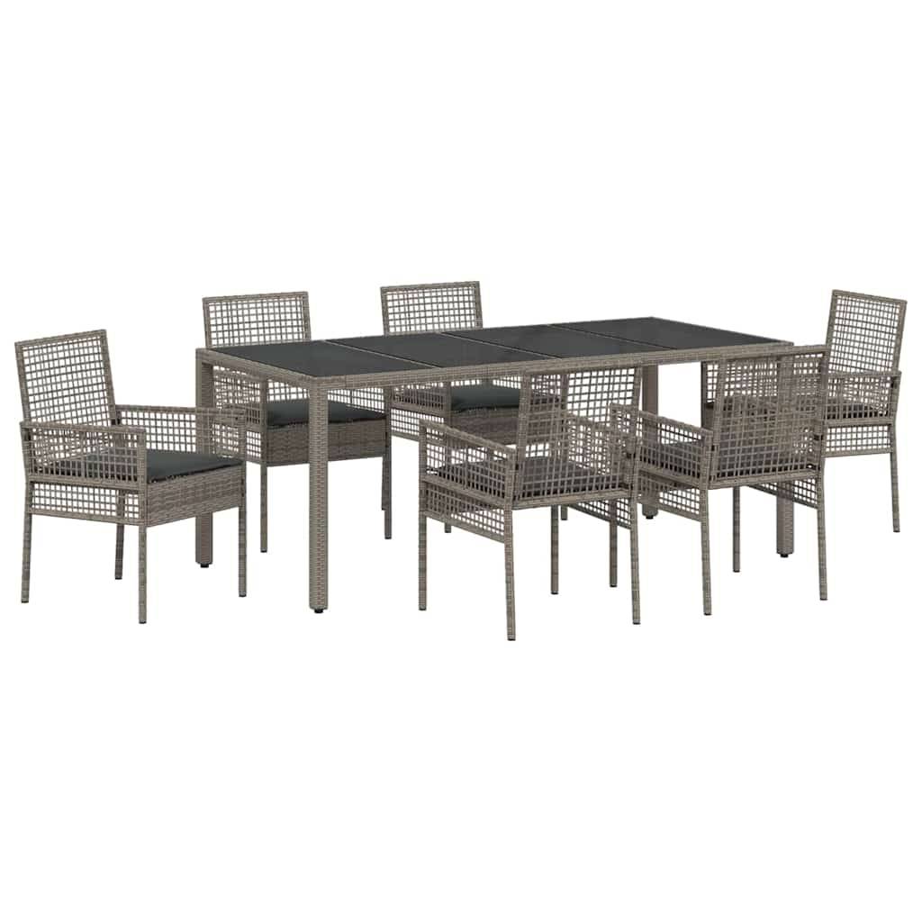 ComfortXL - Table et chaises de jardin 6 places en résine tressée grise avec plateau verre pour terrasse – ComfortXL Outdoor Living - Image 2