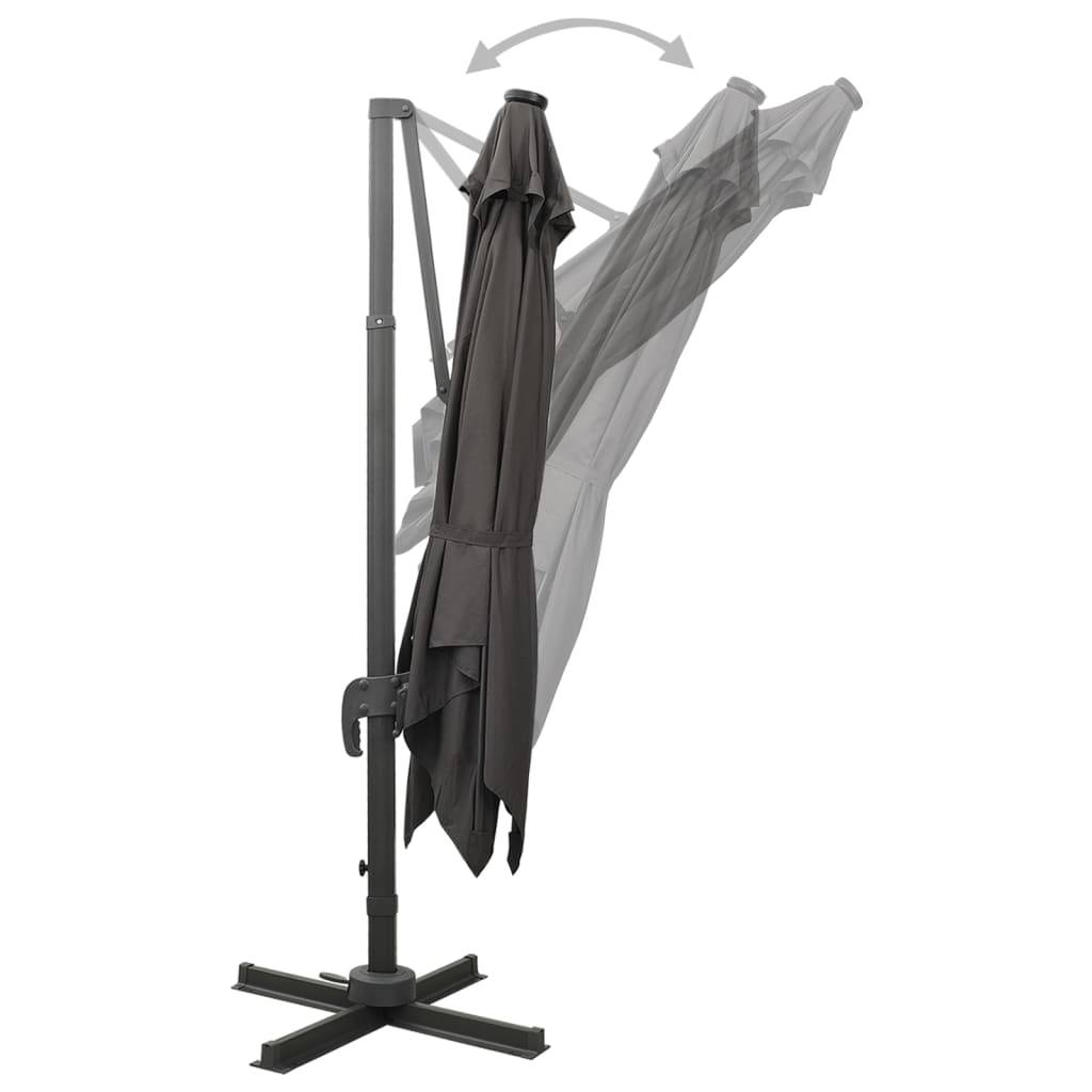 Parasol déporté aluminium anthracite 300 x 300 x 258 cm, Poids:19.15kg - PANGIVO - Image 7