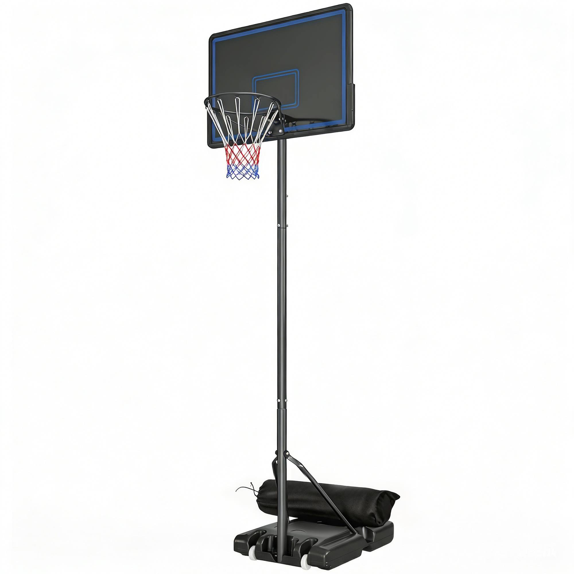 Panier de Basketball sur Pieds avec Hauteur Réglable de 1,35 à 3,05 m avec Roues, Base de Lestage et Sac de Sable, Bleu - Image 2