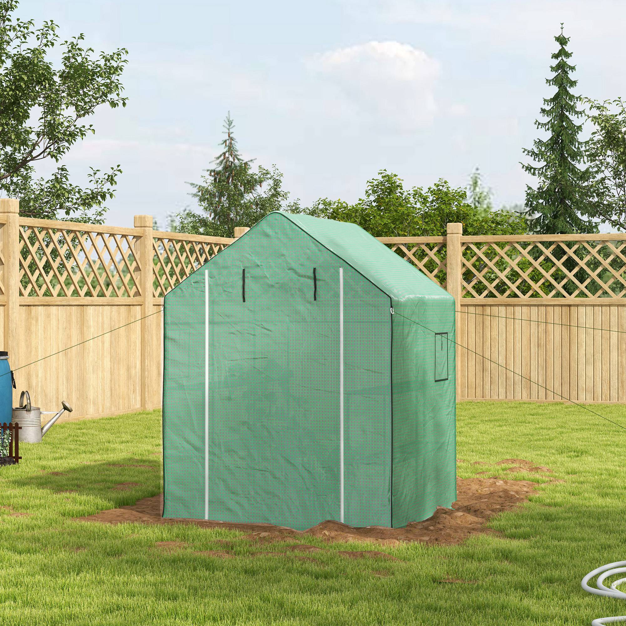 Serre jardin 140x143x190 cm PE 140 g/m², 1 porte 1 fenêtre 3 étagères, balcon plantes légumes - Image 4