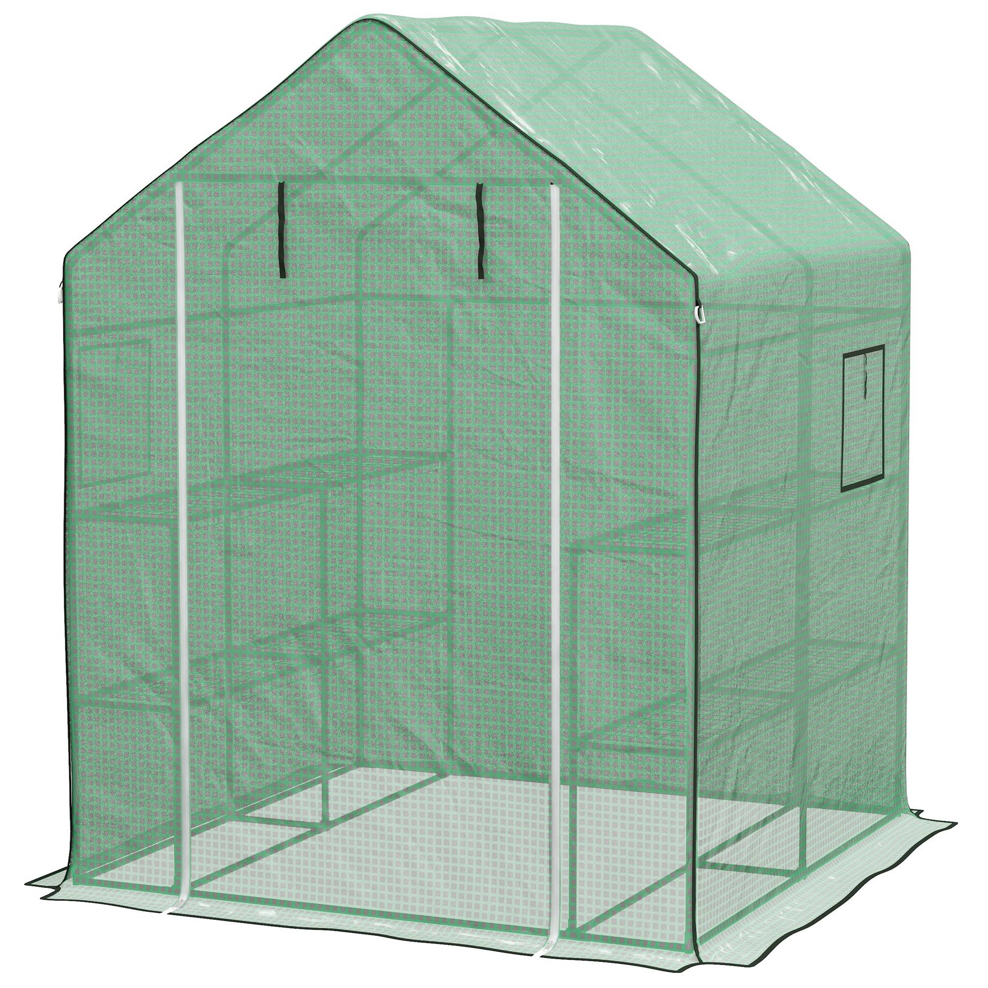 Serre jardin 140x143x190 cm PE 140 g/m², 1 porte 1 fenêtre 3 étagères, balcon plantes légumes - Image 2