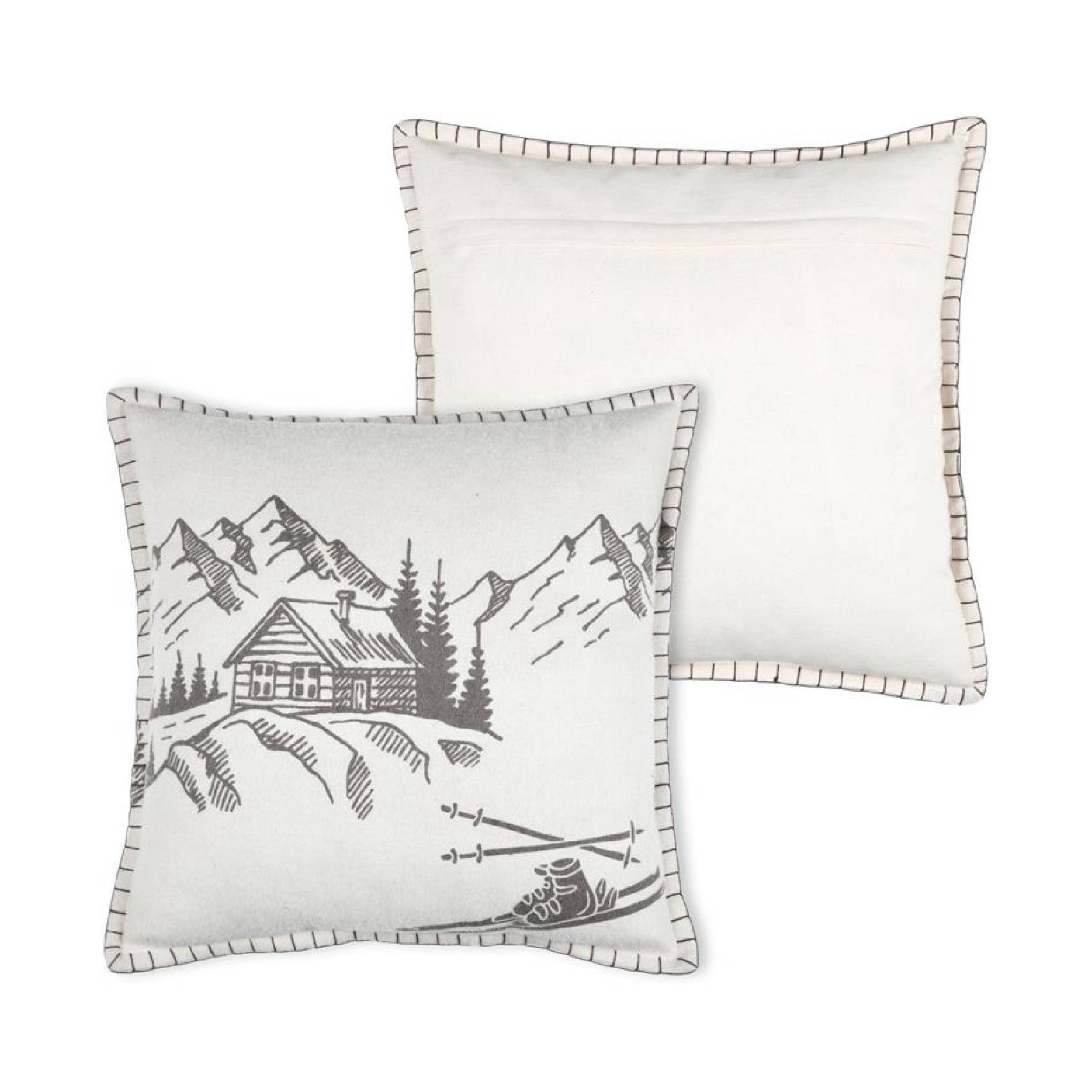 Lovely Casa - Coussin montagnes et chalet en velours de coton imprimé - LOVELY CASA - Image 1