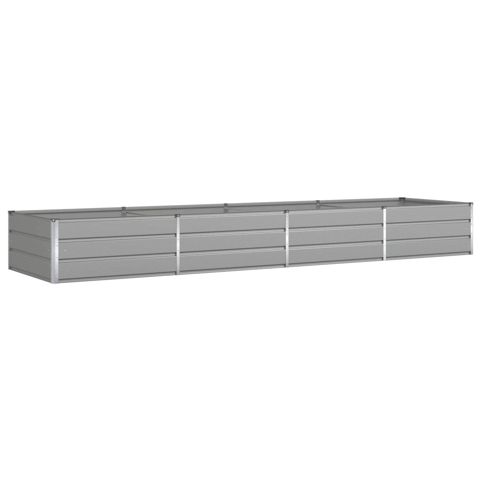 Helloshop26 - Jardinière rectangulaire moderne 195 x 100 x 45 cm design industriel extérieur en acier galvanisé gris clair - Image 1