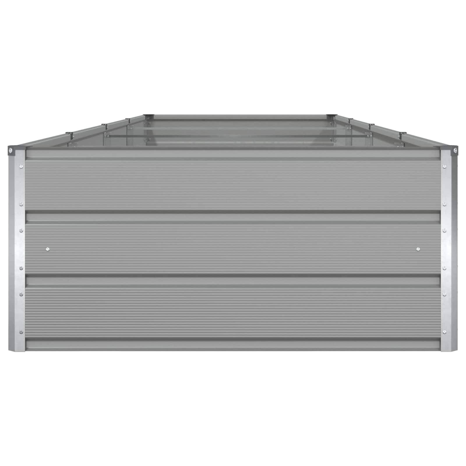 Helloshop26 - Jardinière rectangulaire moderne 195 x 100 x 45 cm design industriel extérieur en acier galvanisé gris clair - Image 3