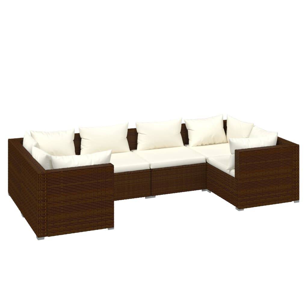 Helloshop26 - Salon de jardin meuble d'extérieur ensemble de mobilier 6 pièces avec coussins résine tressée marron - Image 1