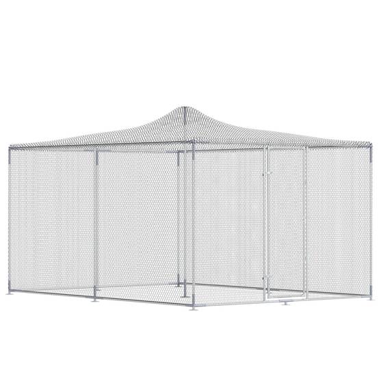 Poulailler extérieur en acier galvanisé avec porte et double serrure,4x3x2 m, argenté - Image 2