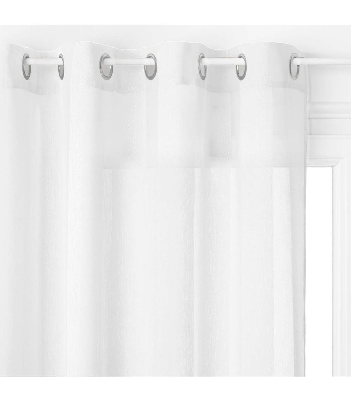 Voilage à œillets Blanc motif  lignes verticales 140 x 240 cm - Image 1