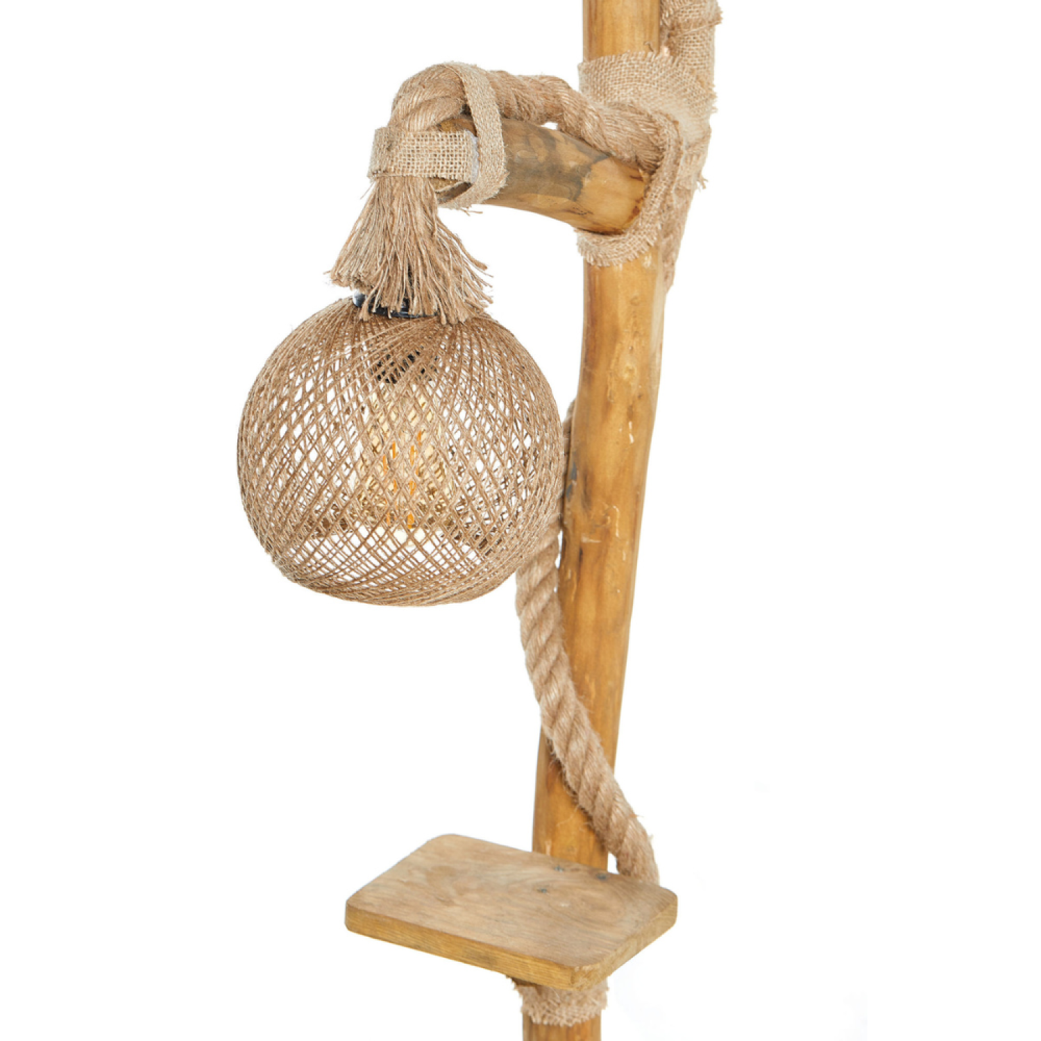 Concept Usine - Lampadaire en bois et cordes avec rebord ALEX - Image 3