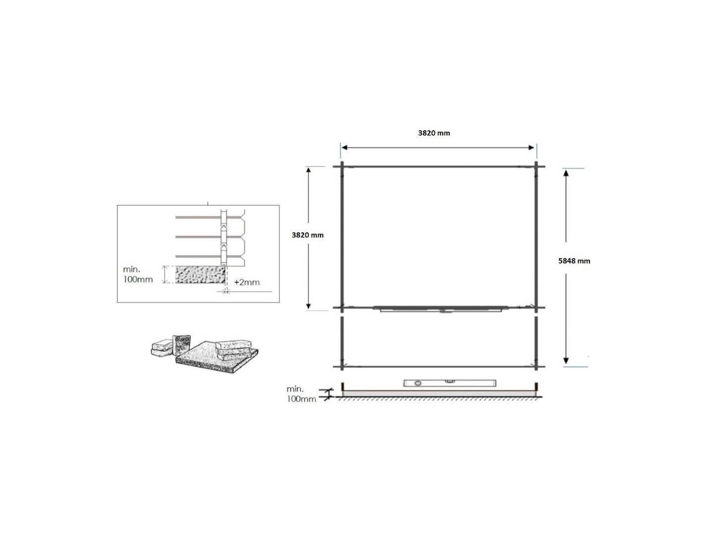 Altanka - Abri de jardin en bois - 4x4 m + terrasse avec balustrade et avant-toit en bois - 24 m2 - Traité - DOM181+DOM78+DOM79+POD05 - ALTANKA - Image 3