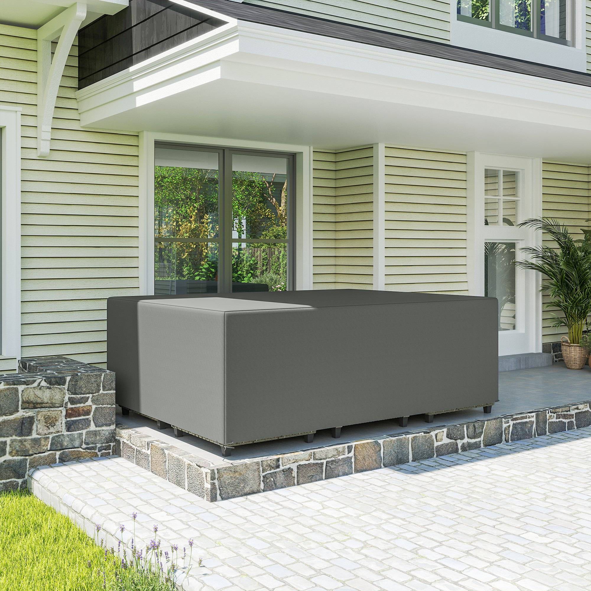 Outsunny - Housse de meubles de jardin imperméables, coupe-vent et anti-UV - 275 x 205 x 90 cm - gris - Outsunny - Image 6
