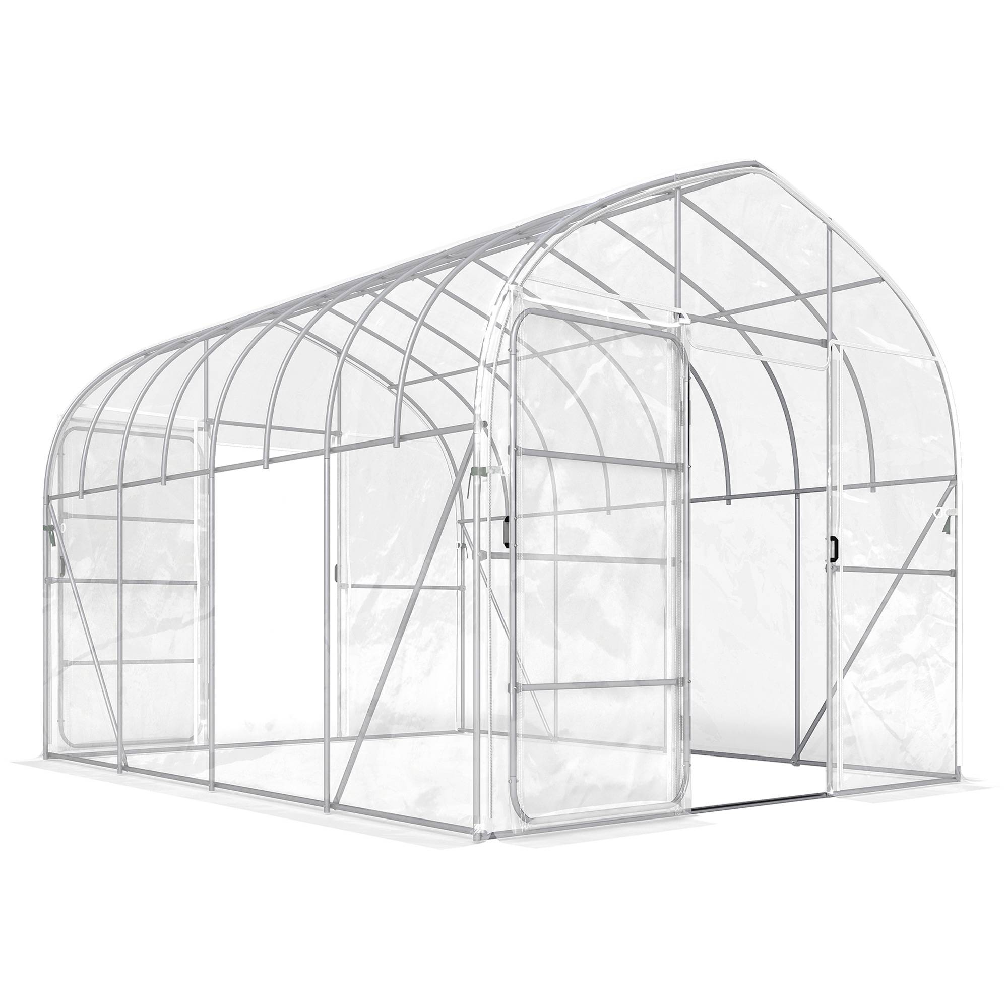 ComfortXL - Serre tunnel jardin 12 m² acier galvanisé film PO 2,96 x 3,91 x 2,67 m anti-goutte - ComfortXL Outdoor Living - Image 2