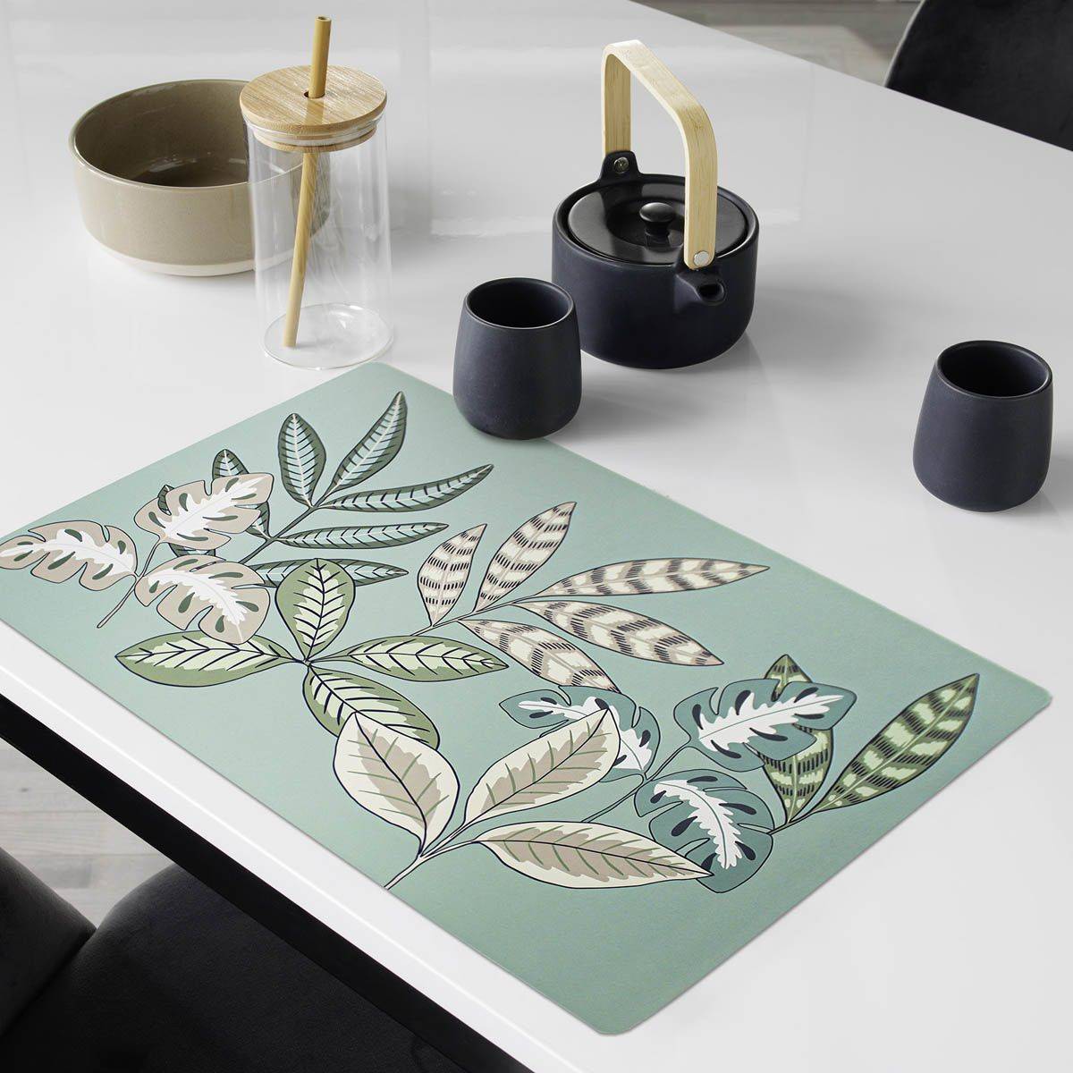 Paris Prix - Set de Table Imprimé "Beautaline" 28x44cm Vert - Image 2