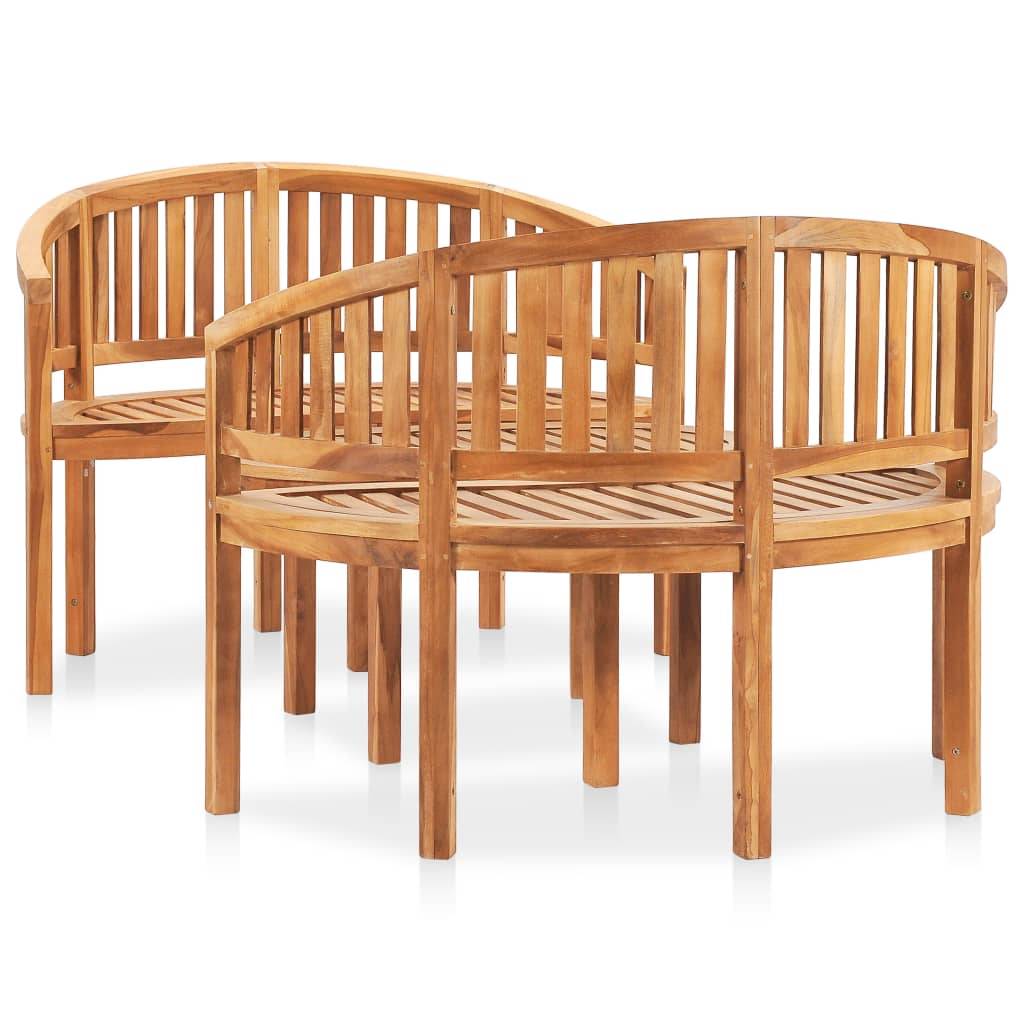 Helloshop26 - Salon de jardin meuble d'extérieur ensemble de mobilier 3 pièces en forme de banane bois de teck solide - Image 2