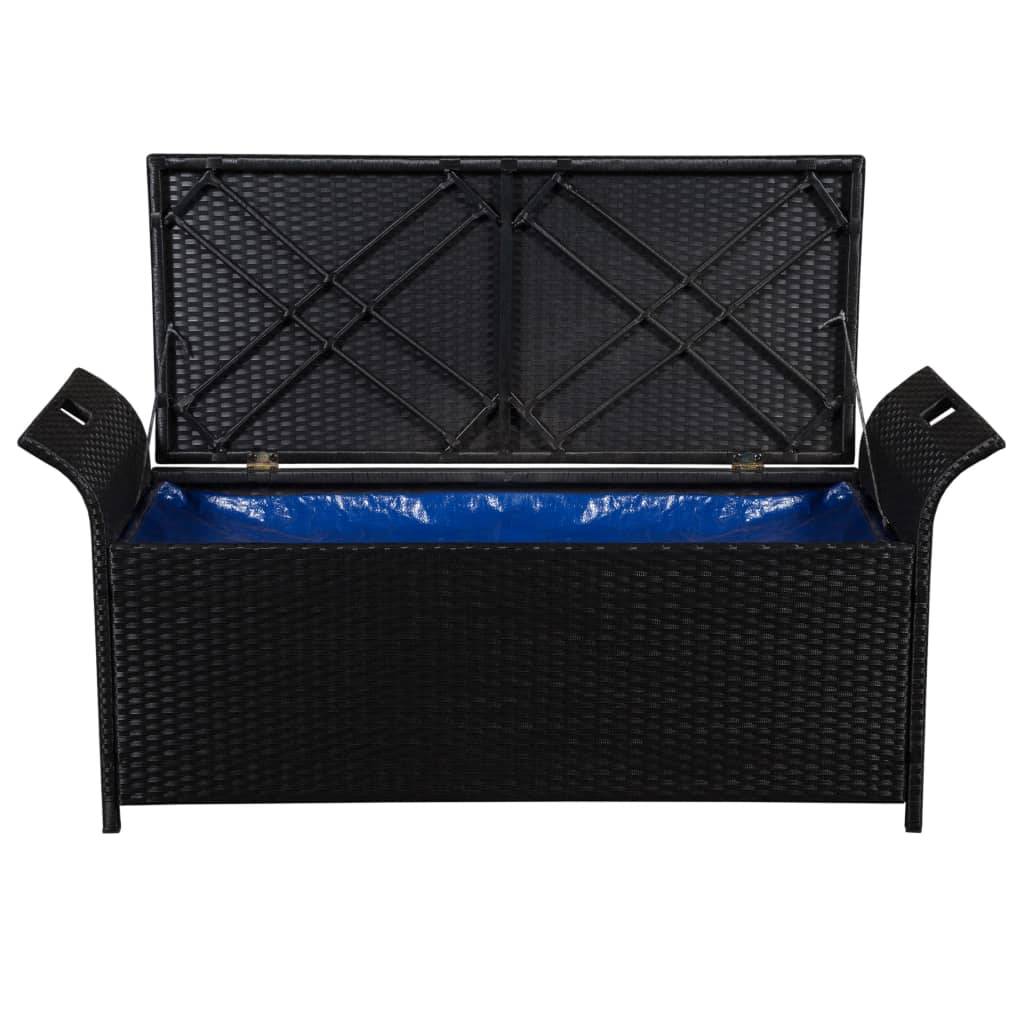 Maison Chic - Banc de jardin - Banc d'extérieur - Banquette avec coussin 138 cm Résine tressée Noir - Image 4