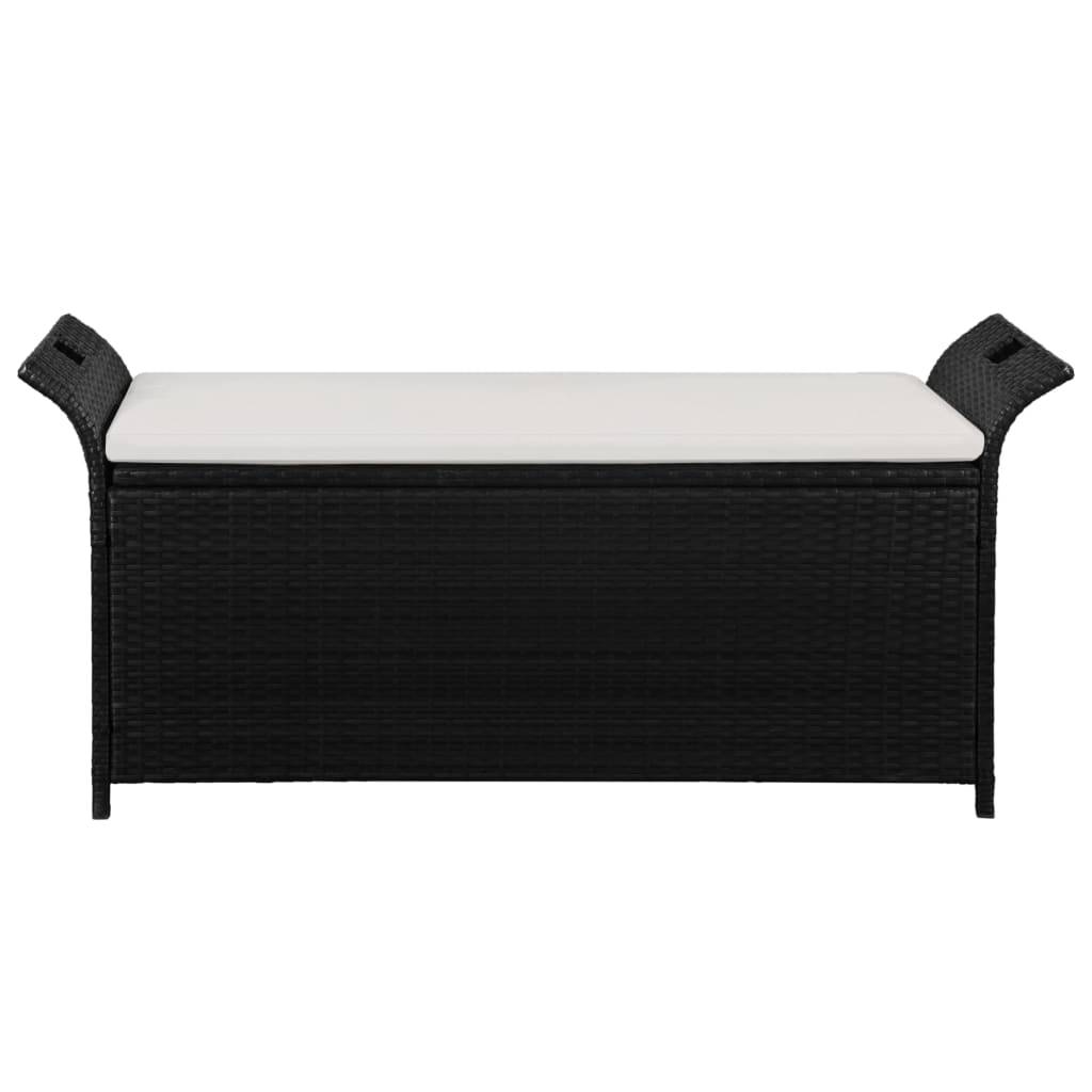 Maison Chic - Banc de jardin - Banc d'extérieur - Banquette avec coussin 138 cm Résine tressée Noir - Image 1