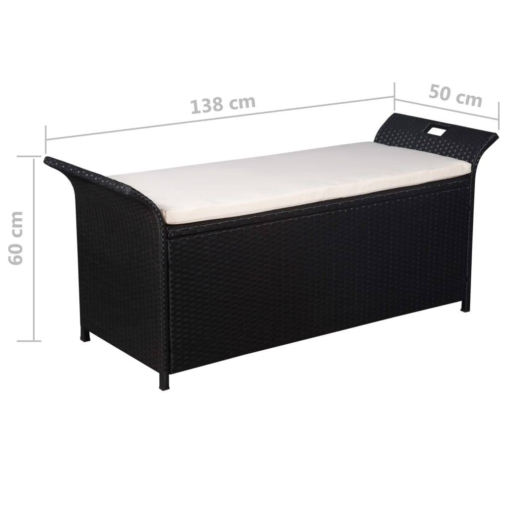 Maison Chic - Banc de jardin - Banc d'extérieur - Banquette avec coussin 138 cm Résine tressée Noir - Image 5