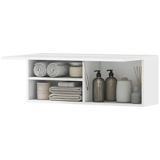 Sans Marque - Armoire murale salle bain rangement suspendu porte charnières 80x25x30 cm blanc - Image 2