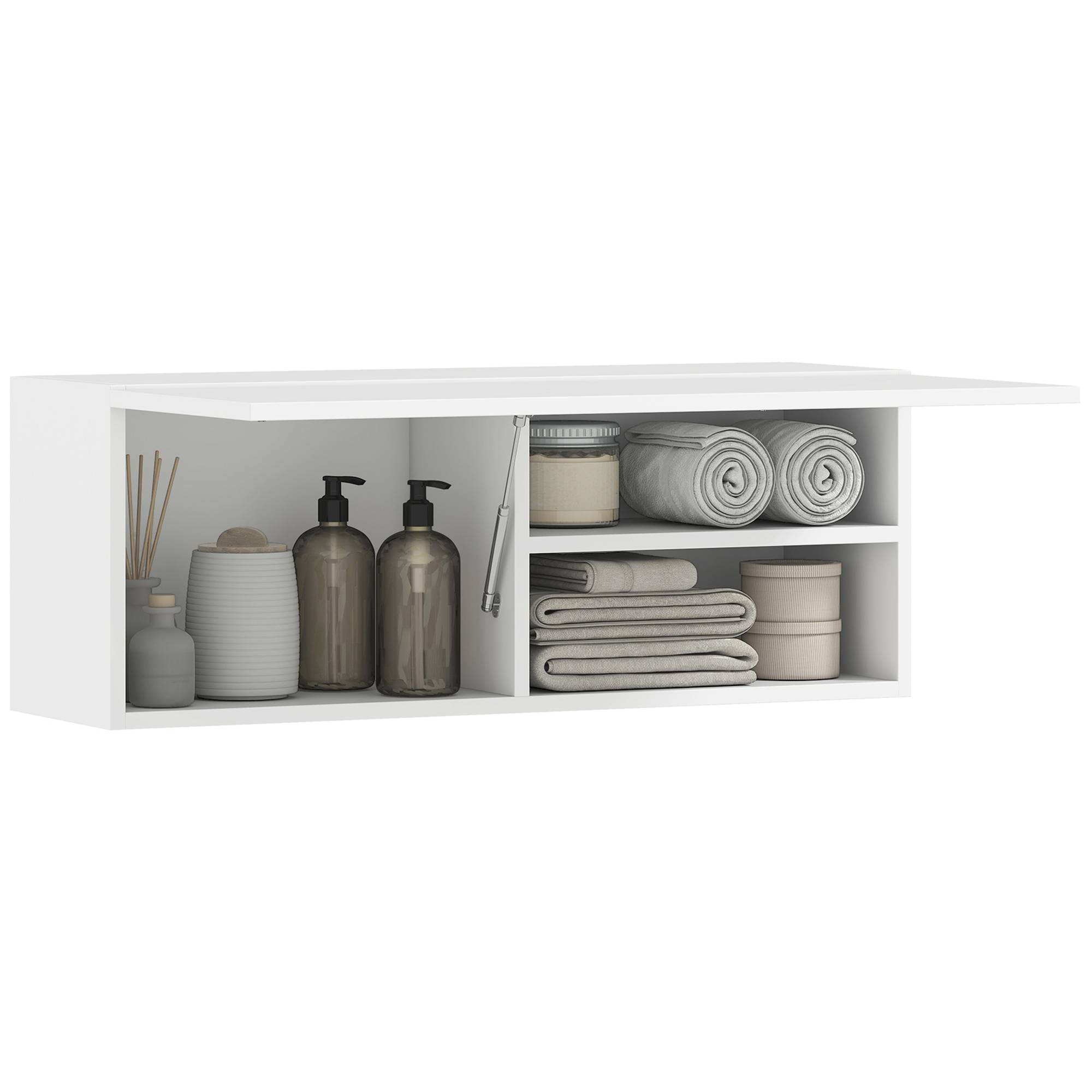 Sans Marque - Armoire murale salle bain rangement suspendu porte charnières 80x25x30 cm blanc - Image 1
