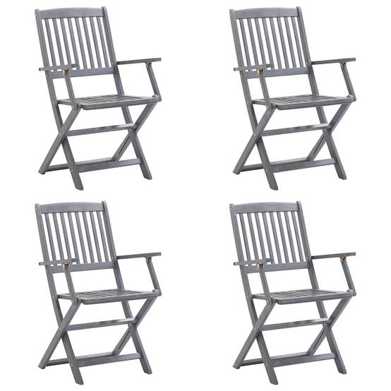 Vidaxl - Chaises pliables d'extérieur lot de 4 et coussins Bois d'acacia vidaXL 3064520 - Image 9