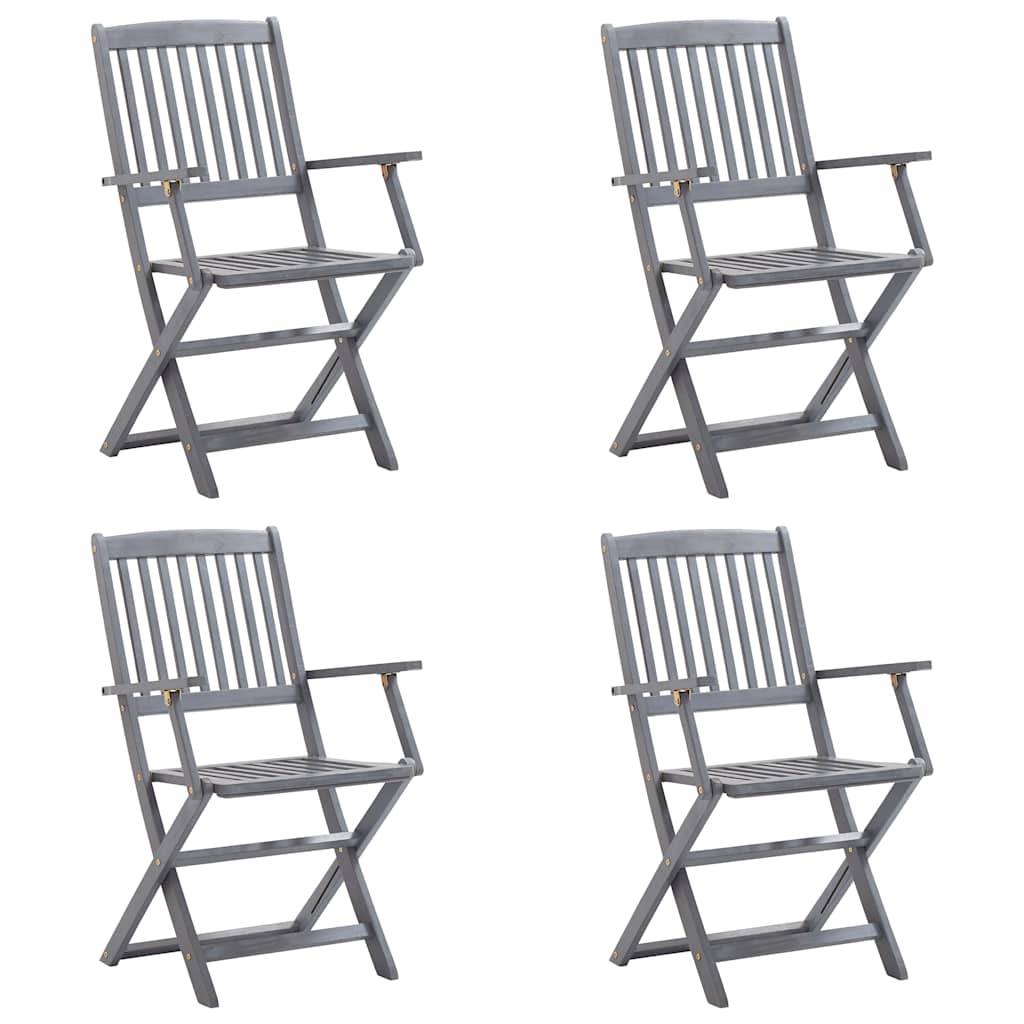 Vidaxl - Chaises pliables d'extérieur lot de 4 et coussins Bois d'acacia vidaXL 3064520 - Image 9