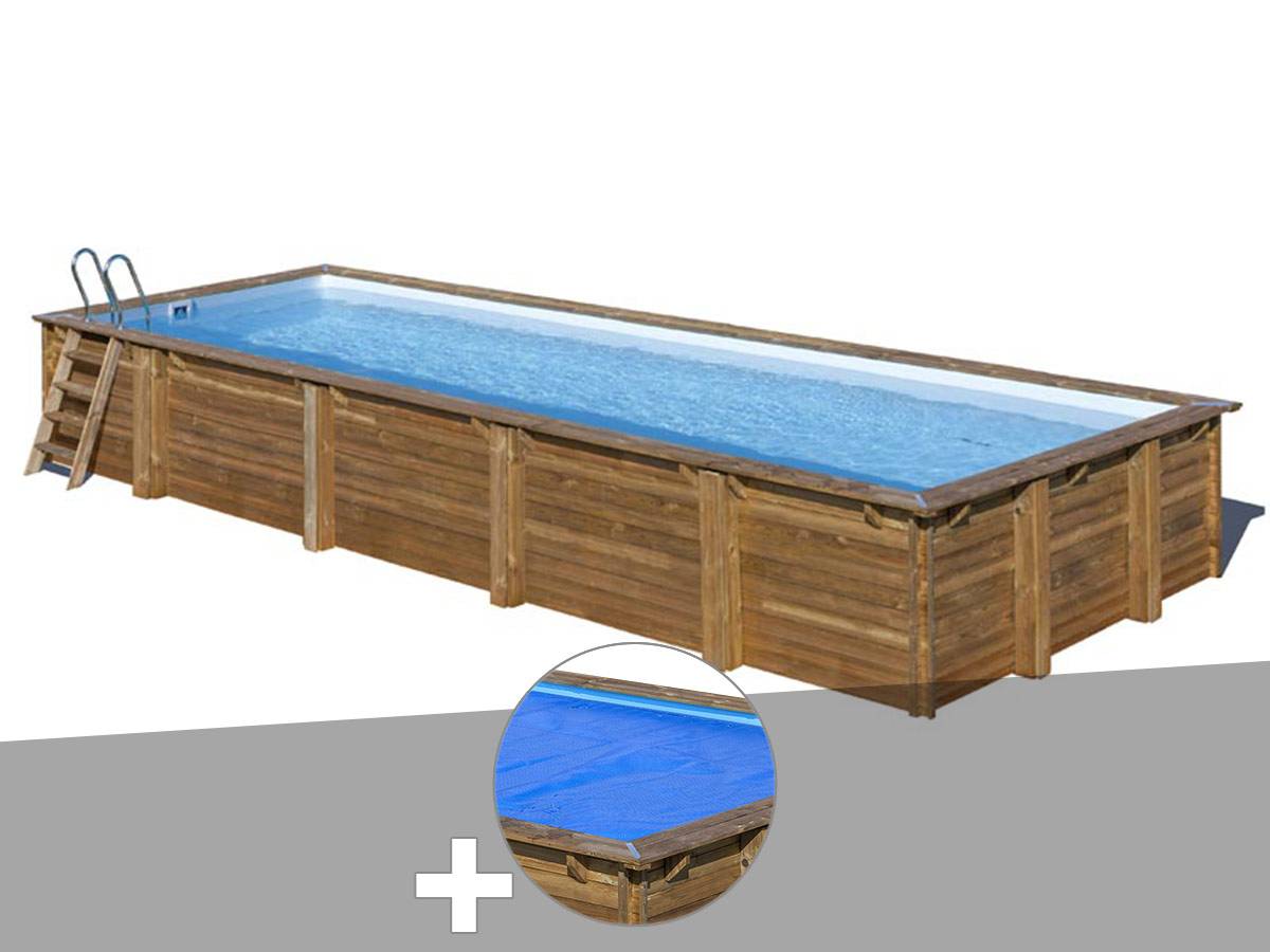Gré - Kit piscine bois Gré Mint 10,10 x 4,18 x 1,46 m + Bâche à bulles