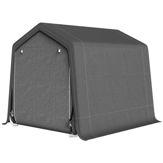 Tente garage auto moto outils, métal et bâche PE, 280x240x240cm, gris - Image 2