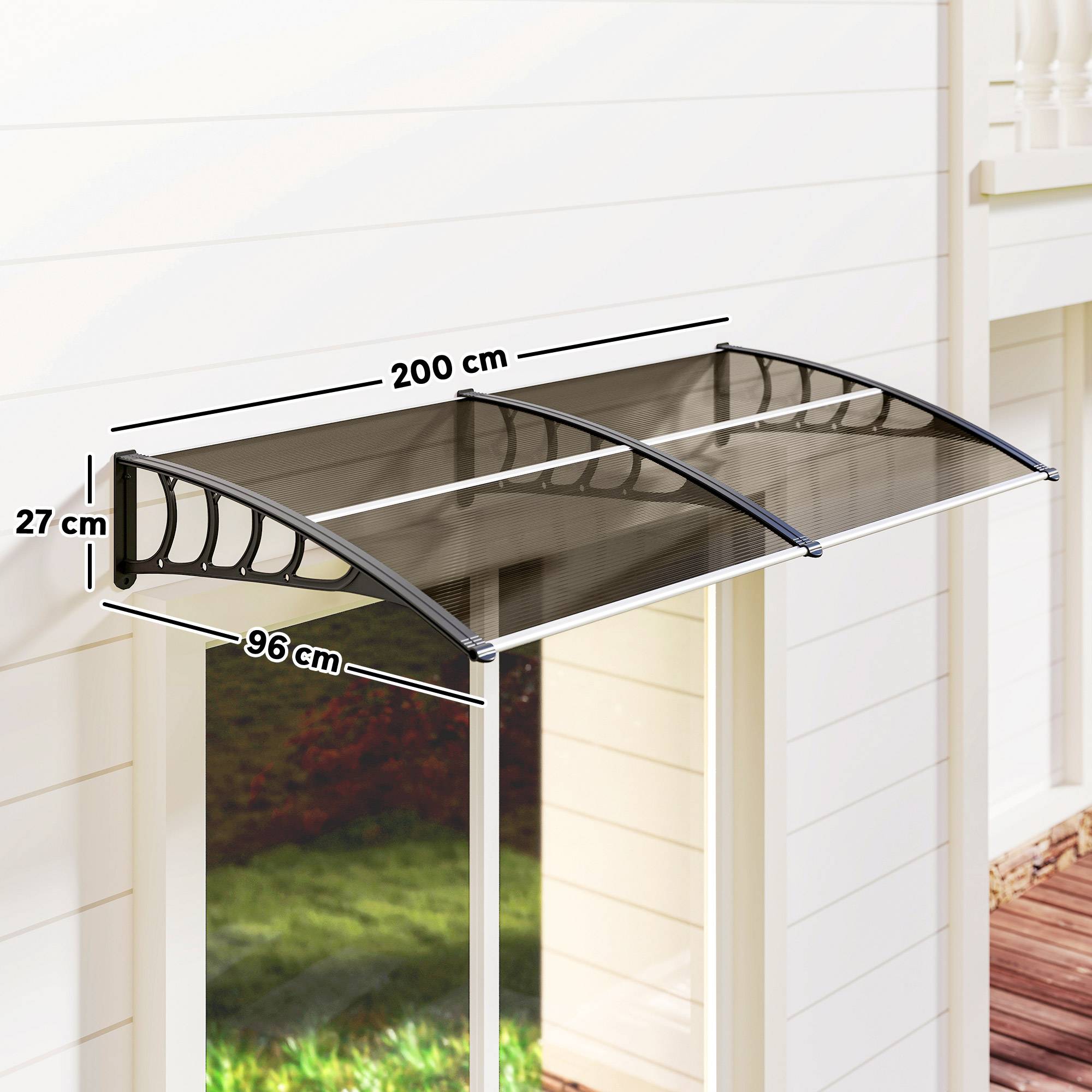 Auvent de porte toit marquise en polycarbonate auvent de porte d'entrée bord en aluminium contre la pluie et UV - Image 5