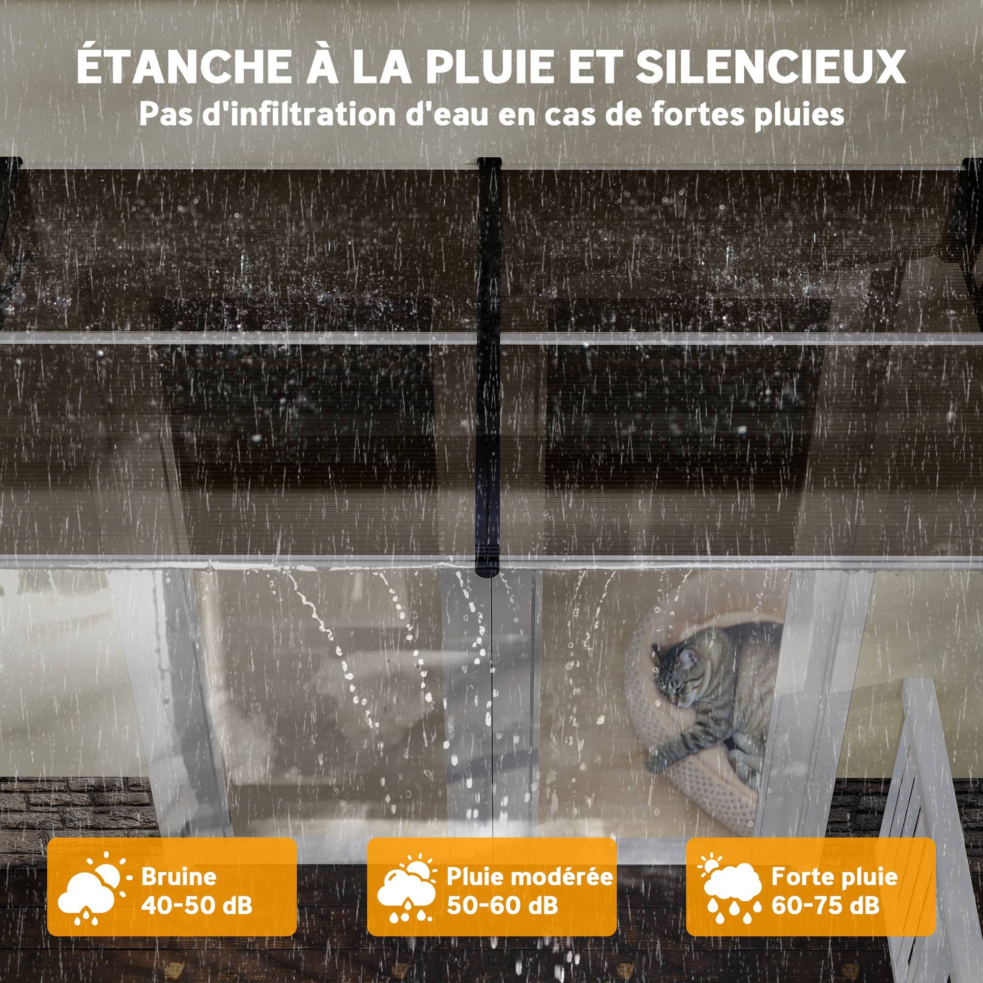 Auvent de porte toit marquise en polycarbonate auvent de porte d'entrée bord en aluminium contre la pluie et UV - Image 7