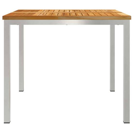 Table de Jardin Carrée en Teck Massif 90x90cm, Table à Manger d'Extérieur 4 Places avec Cadre en Acier Inox – ComfortXL Outdoor Living - Image 6