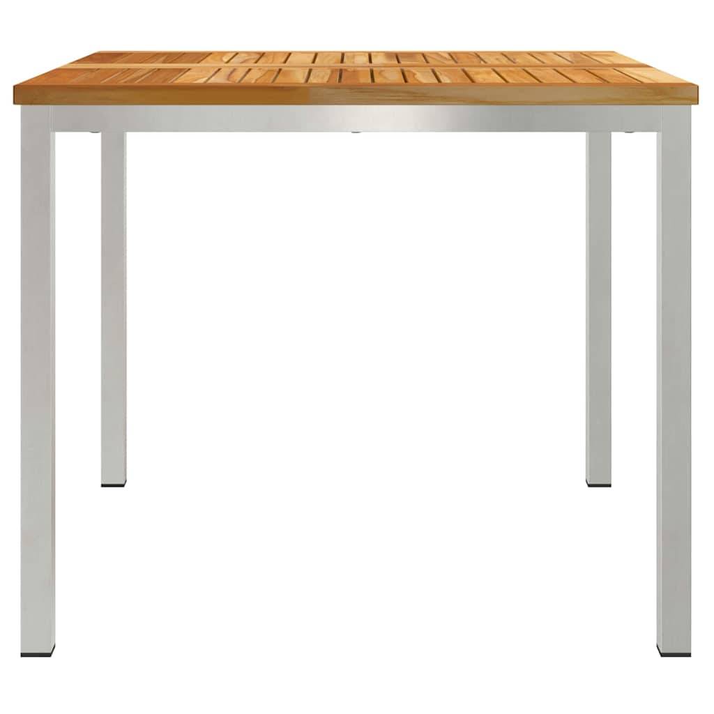 Table de Jardin Carrée en Teck Massif 90x90cm, Table à Manger d'Extérieur 4 Places avec Cadre en Acier Inox – ComfortXL Outdoor Living - Image 6