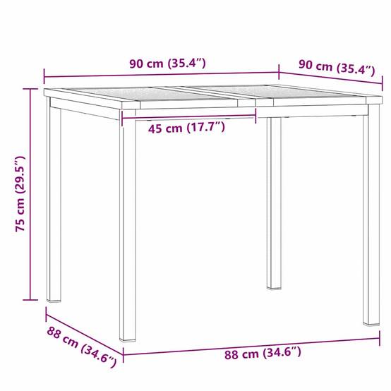 Table de Jardin Carrée en Teck Massif 90x90cm, Table à Manger d'Extérieur 4 Places avec Cadre en Acier Inox – ComfortXL Outdoor Living - Image 8