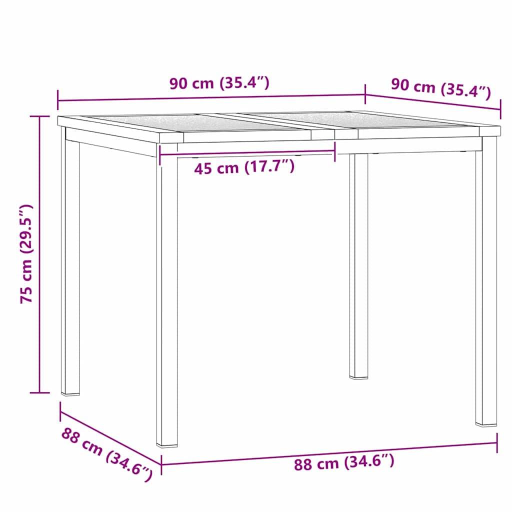 Table de Jardin Carrée en Teck Massif 90x90cm, Table à Manger d'Extérieur 4 Places avec Cadre en Acier Inox – ComfortXL Outdoor Living - Image 8