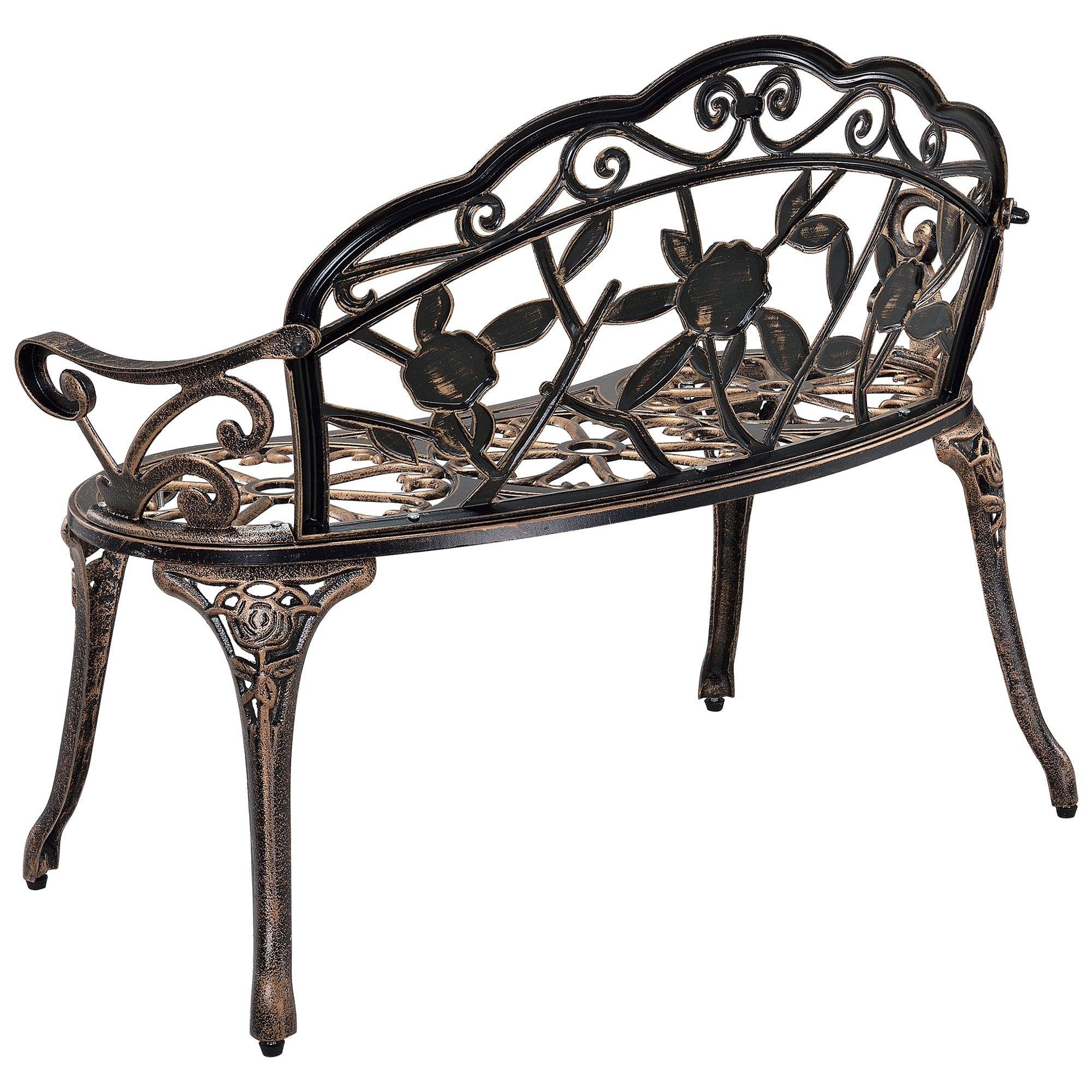 Helloshop26 - Banc de jardin chaise de jardin fonte résistant 100 cm fonte couleur bronze - Image 2