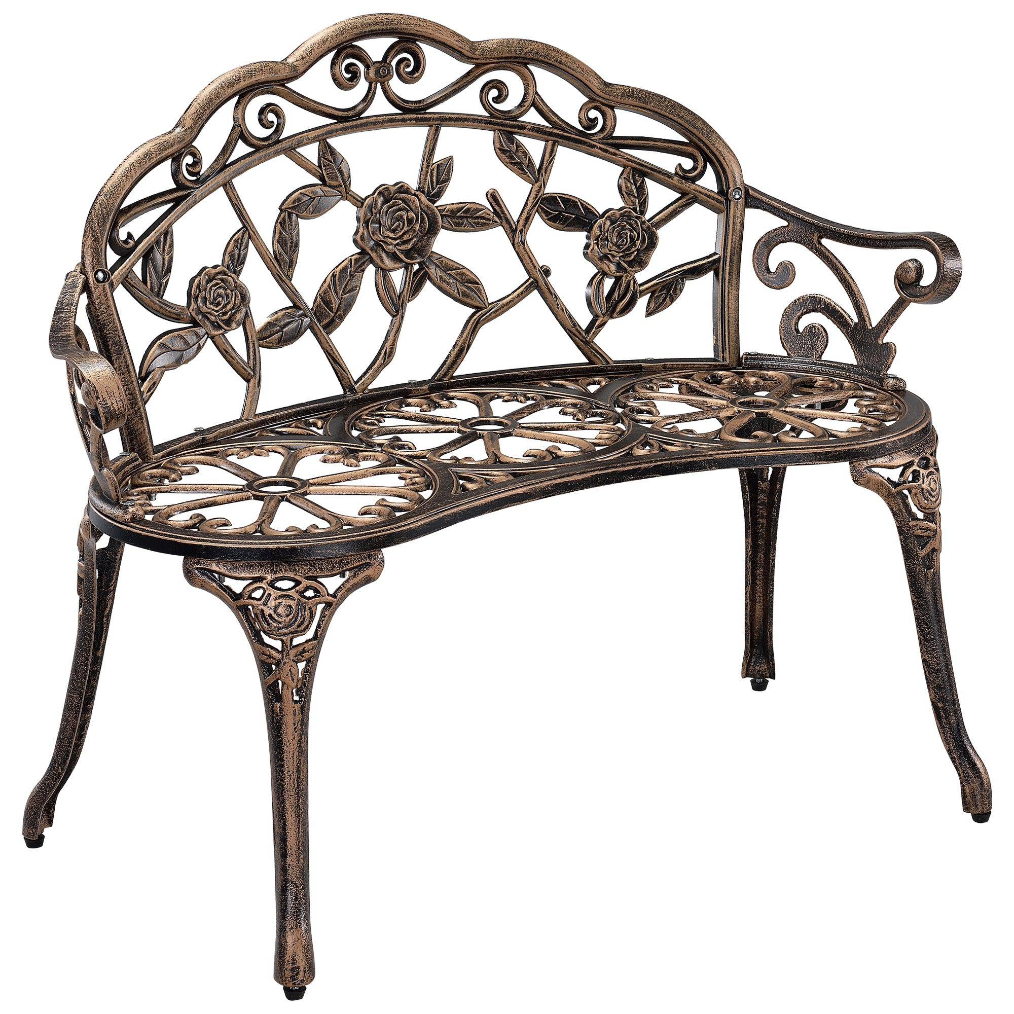 Helloshop26 - Banc de jardin chaise de jardin fonte résistant 100 cm fonte couleur bronze - Image 1